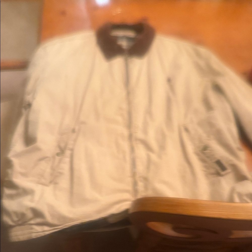 Ralph Lauren Tan Jacket with Dark Brown Collar